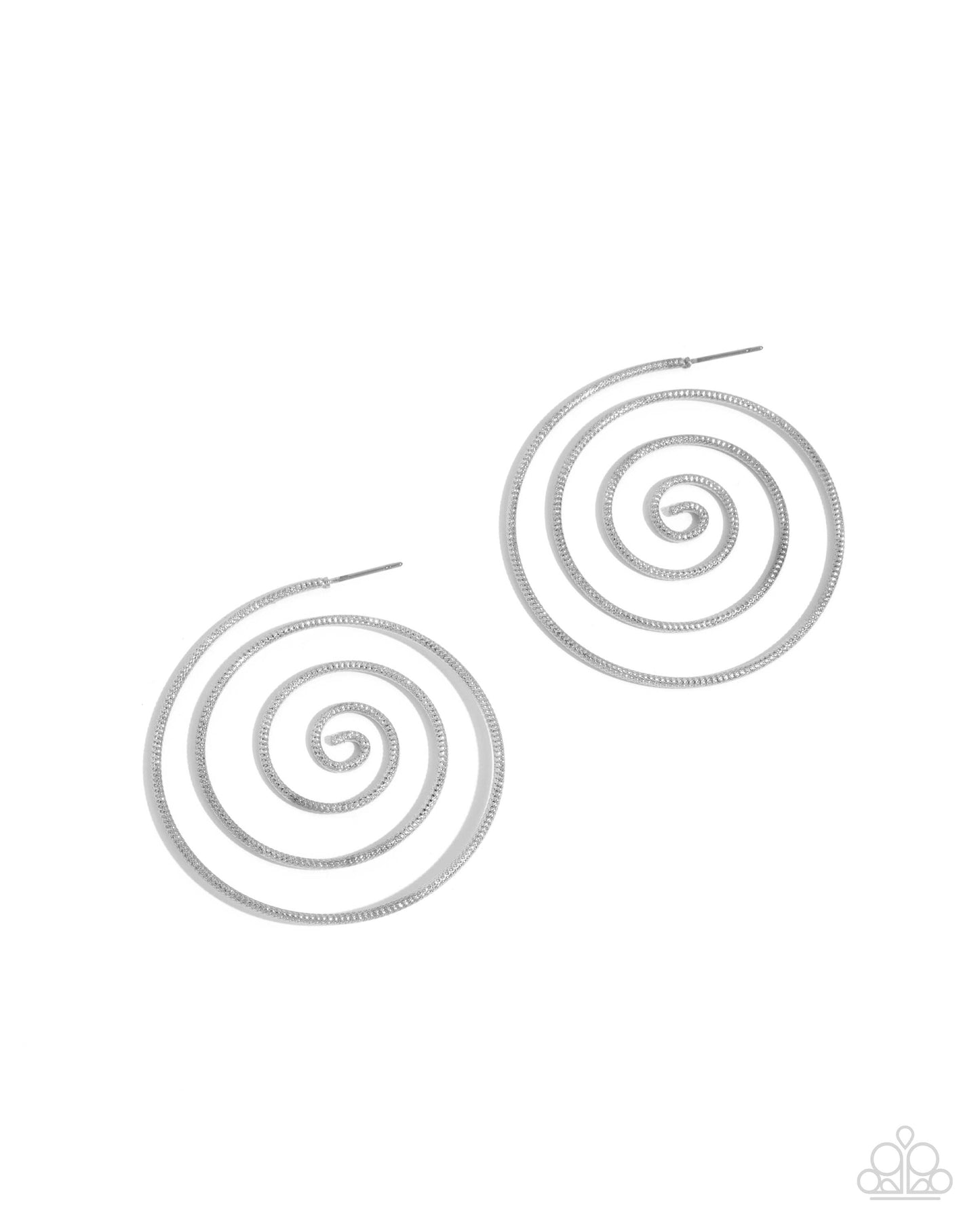 Seize the Spiral - Silver Textured Oversized Spiral Paparazzi Earrings