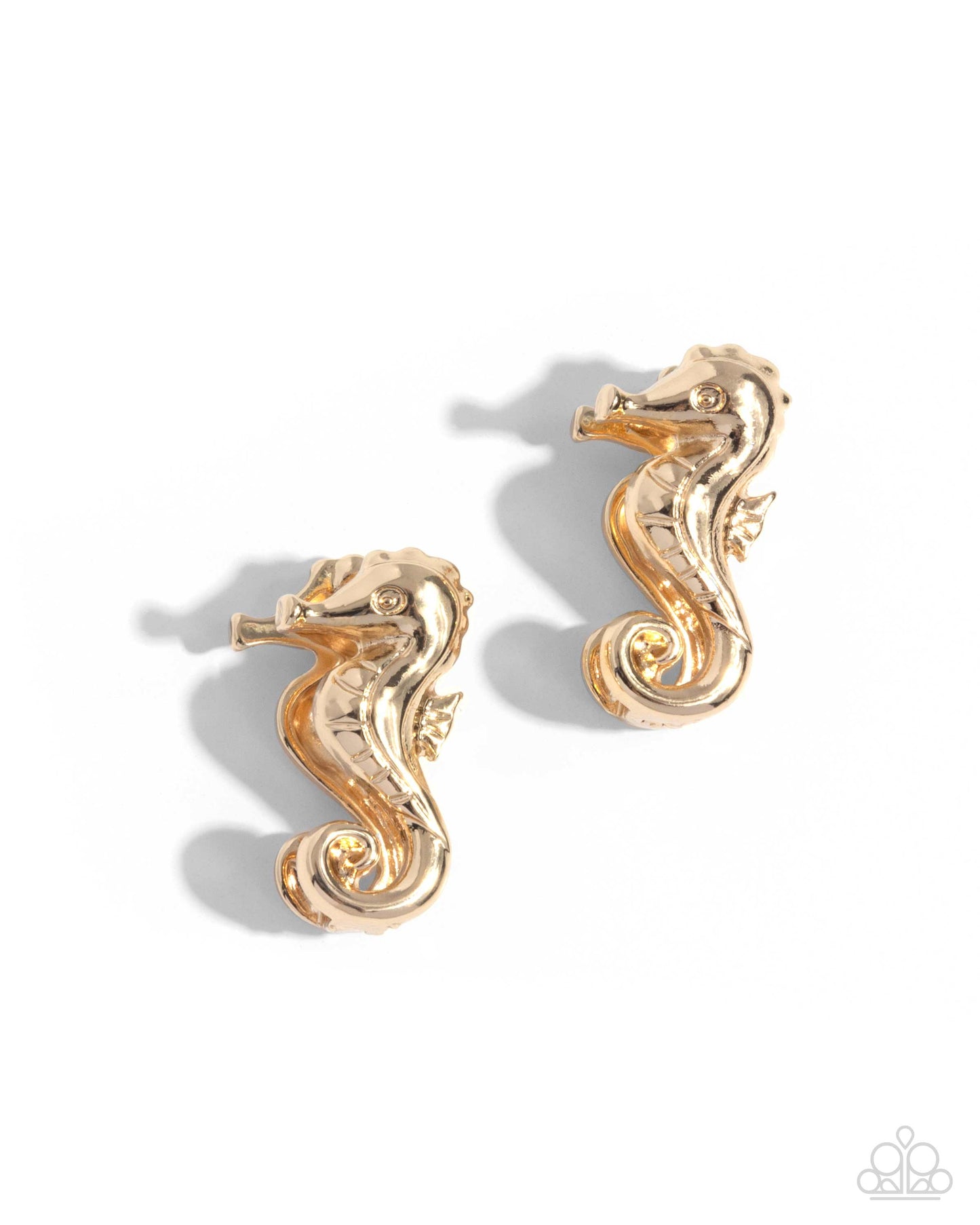 Sea Horse Statement - Gold Seahorse Paparazzi Hinge Hoop Earrings