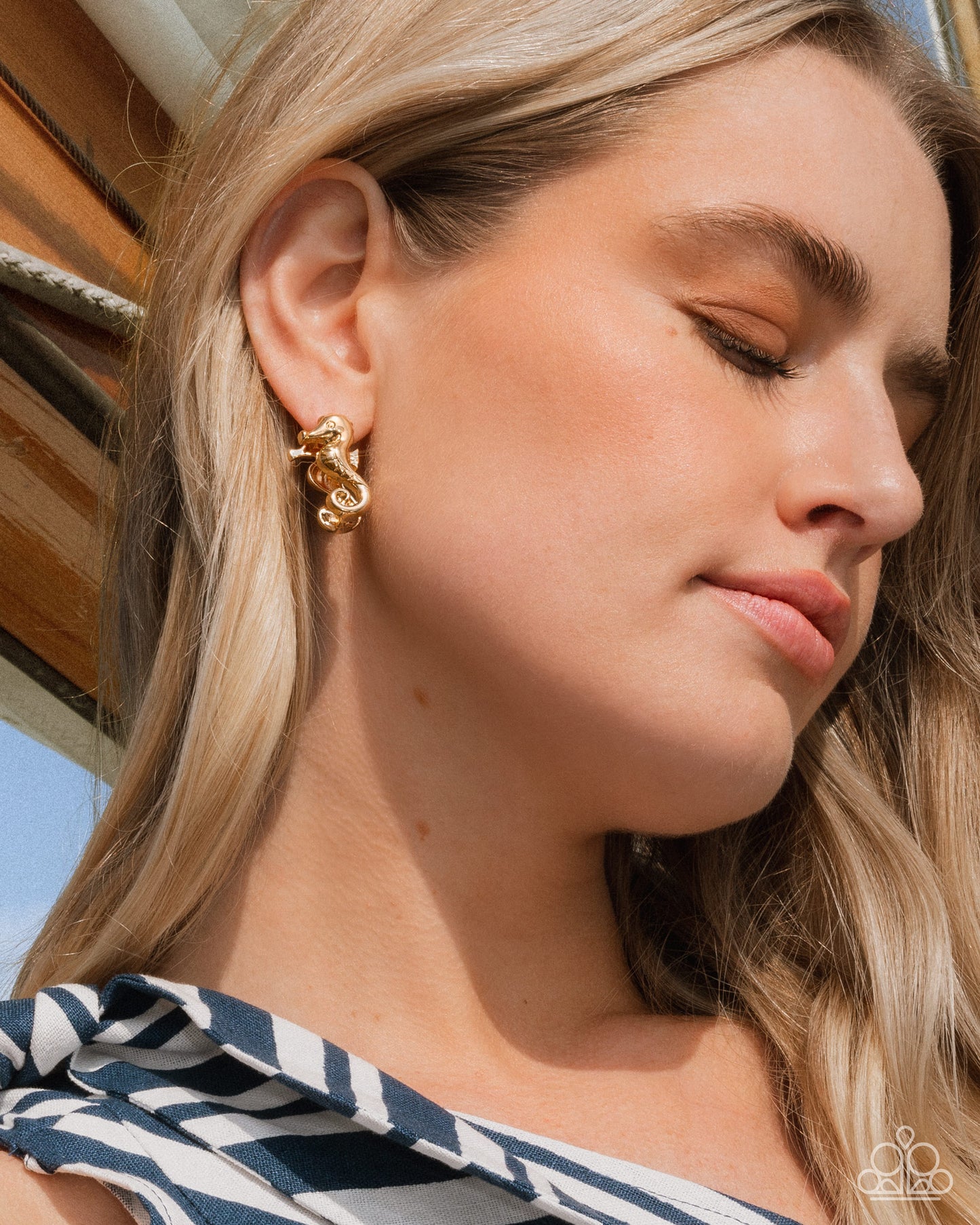 Sea Horse Statement - Gold Seahorse Paparazzi Hinge Hoop Earrings