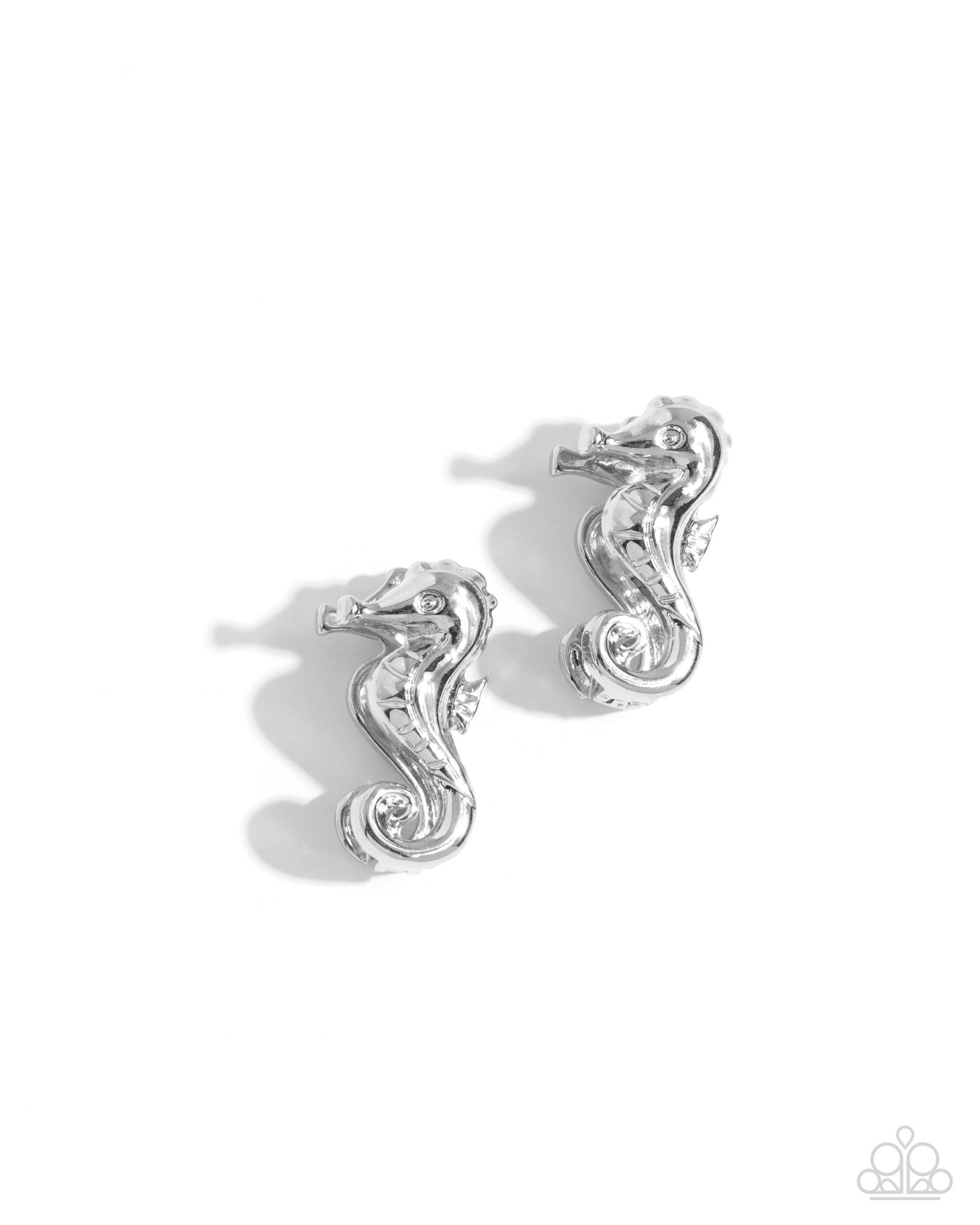 Sea Horse Statement - Silver Seahorse Paparazzi Hinge Earrings