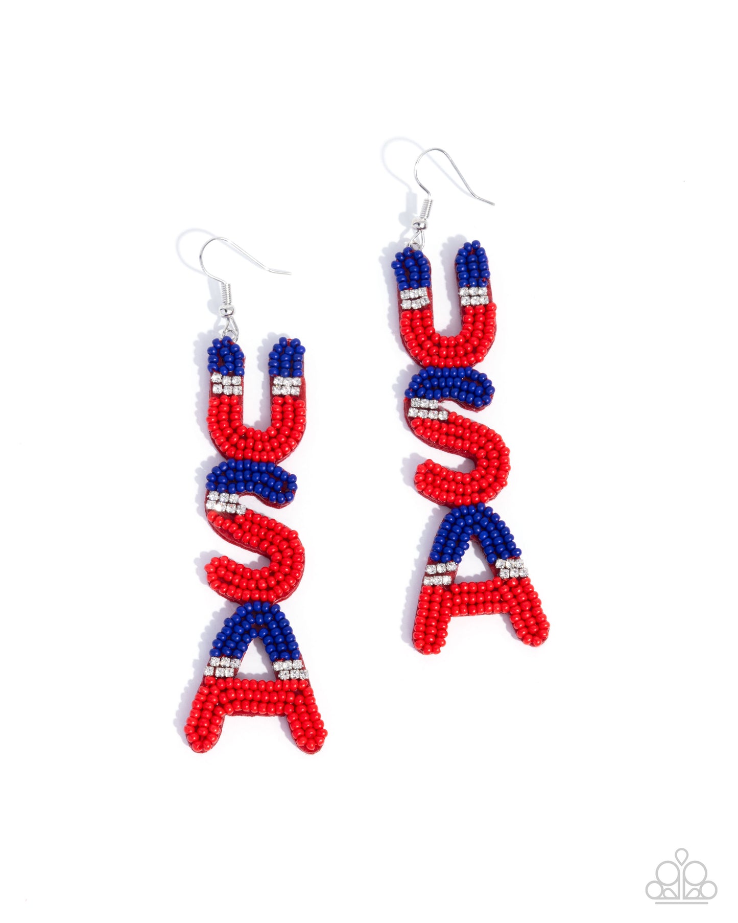 Pampered Patriot - Multicolored Seed Bead "USA" Paparazzi Earrings