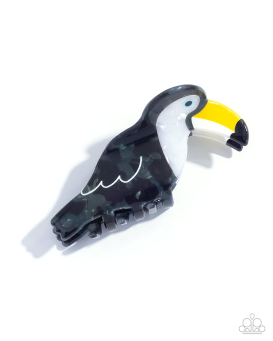 Toucan Theme - Black, White, & Yellow Acrylic Toucan Paparazzi Hair Claw