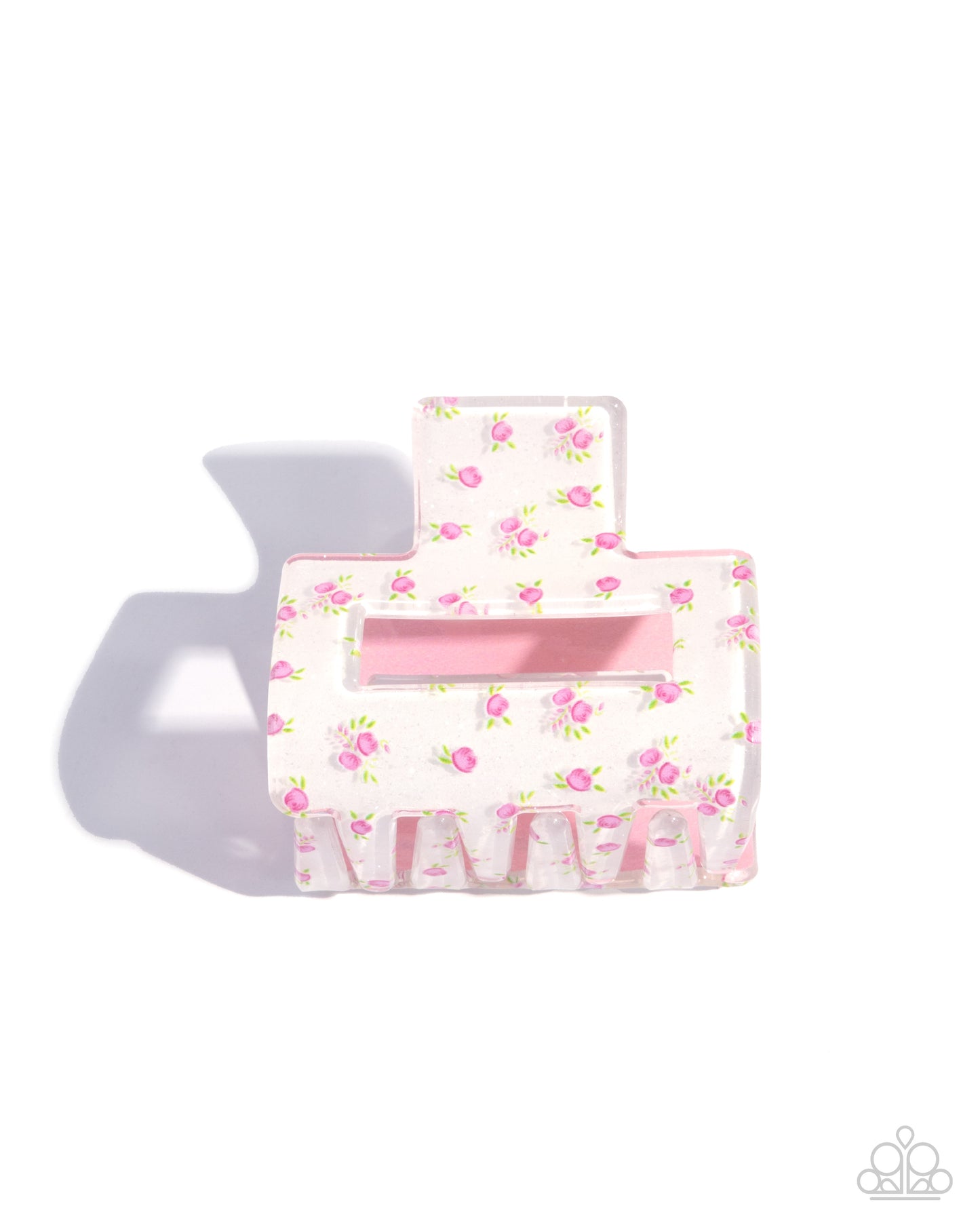 Petite Print - Pink Pastel Flowers/White Claw Clip Paparazzi Hair Accessory