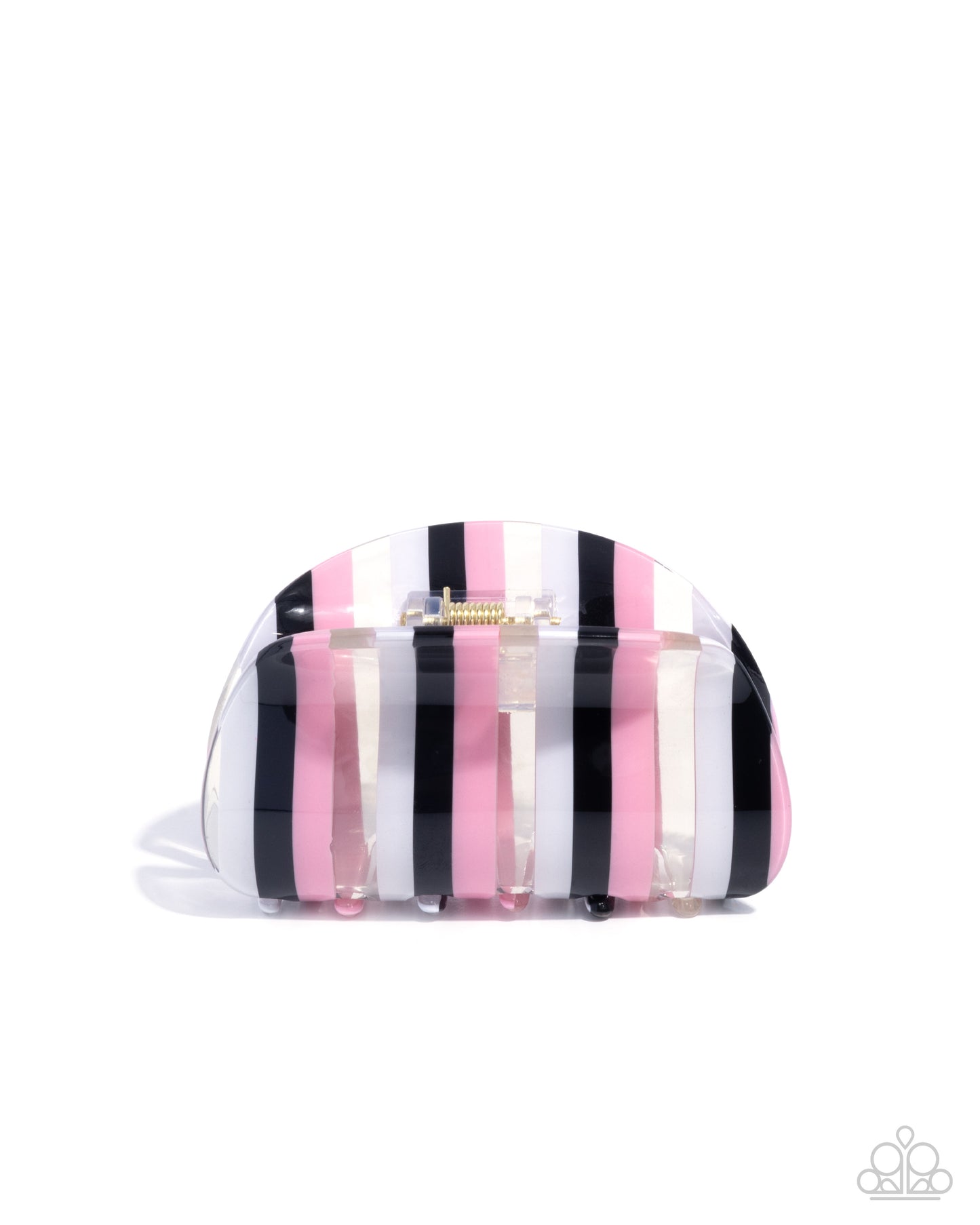 Linear Legato - Pink, White, & Black Striped Paparazzi Hair Claw Clip