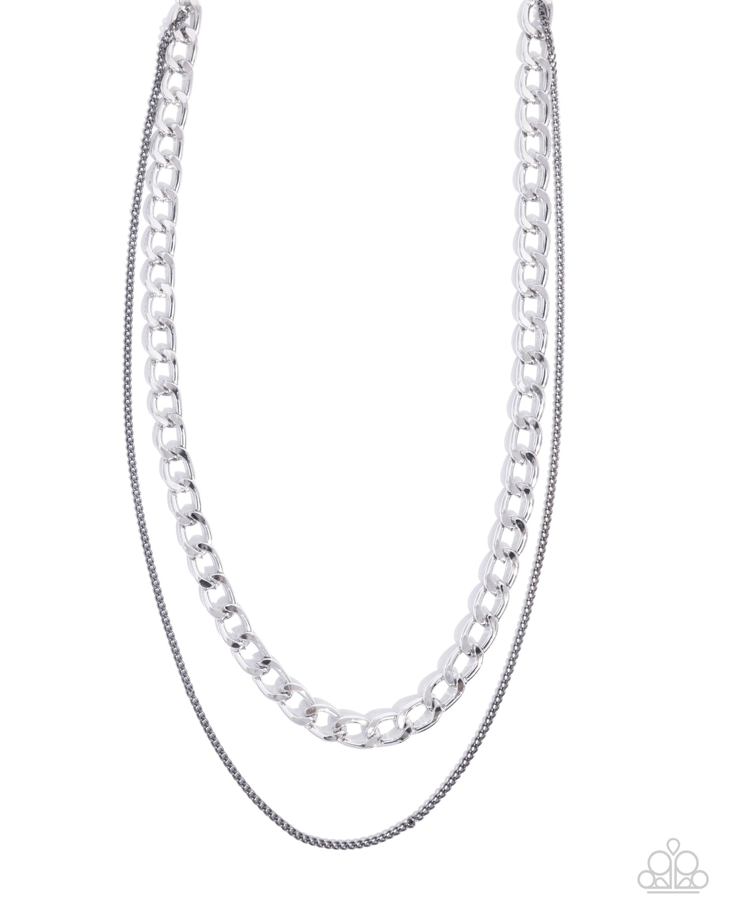 CHAIN-ge of Heart - Silver Curb Chain/Gunmetal Chain Paparazzi Necklace & matching earrings