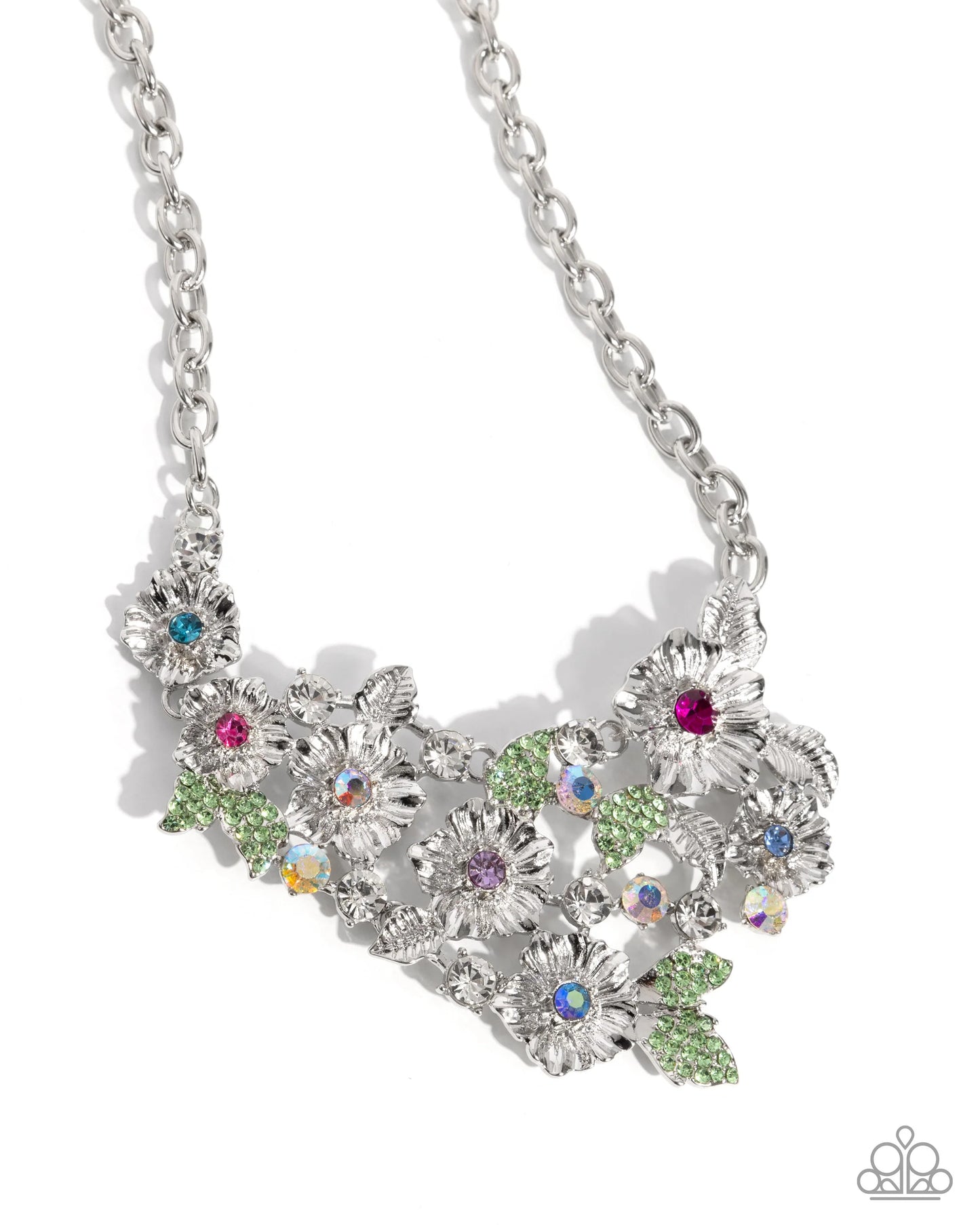 Head-Turning Haute - Multicolored Rhinestones/Luminescent Flowers Paparazzi Necklace & matching earrings