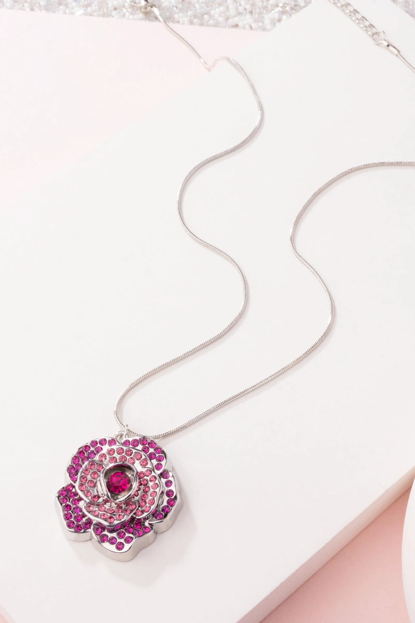 Blossoming Belle - Pink Rose Pendant Paparazzi Necklace & matching earrings