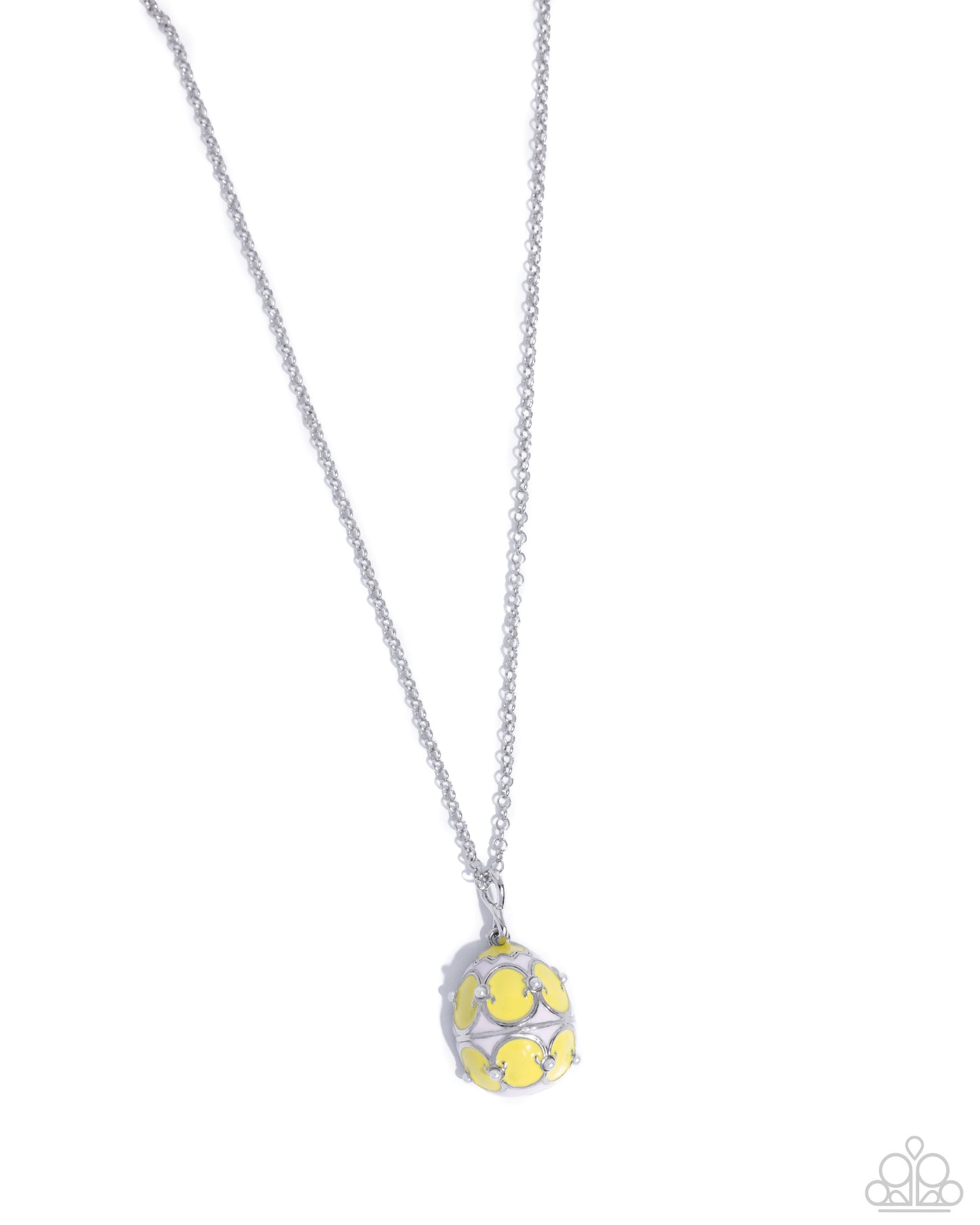 Elevated Easter - Yellow/Purple Painted Easter Egg Pendant Paparazzi Necklace & matching earrings