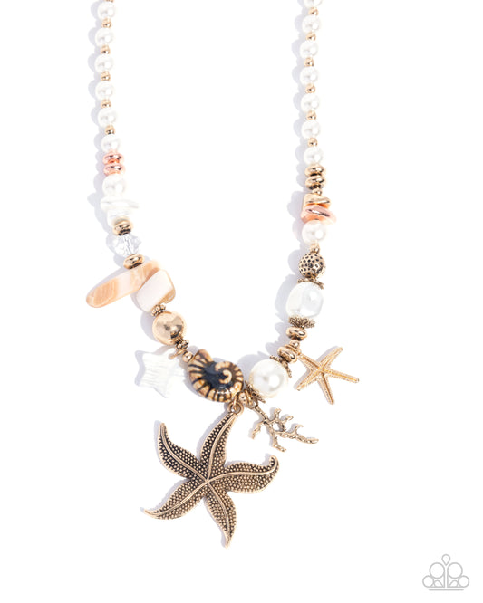 Coastal Cameo - Multicolored Ocean-Themed Charms/White Pearls Paparazzi Necklace & matching earrings