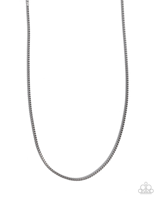 Boxing Beginning - Silver Box Chain Paparazzi Men's Necklace