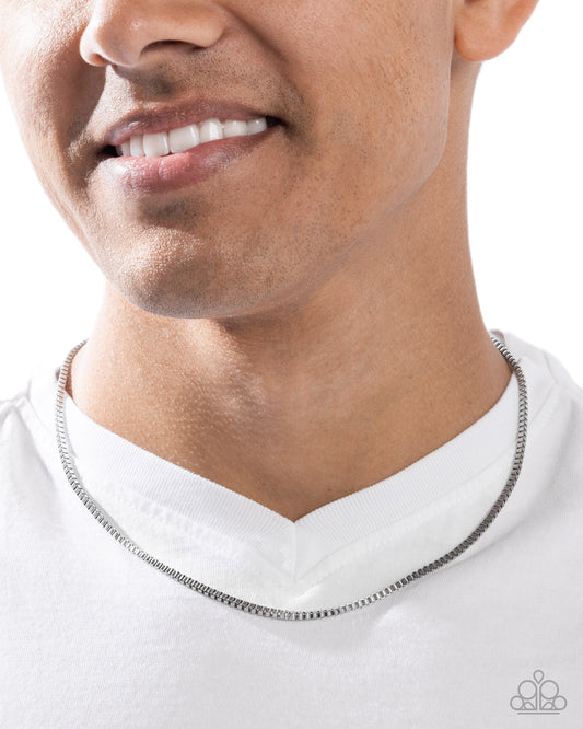 Boxing Beginning - Silver Box Chain Paparazzi Men's Necklace
