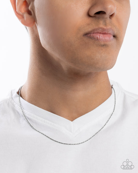 Stainless Sentiment - Silver Stainless Steel Abstract Silver Chain Paparazzi Men's Necklace