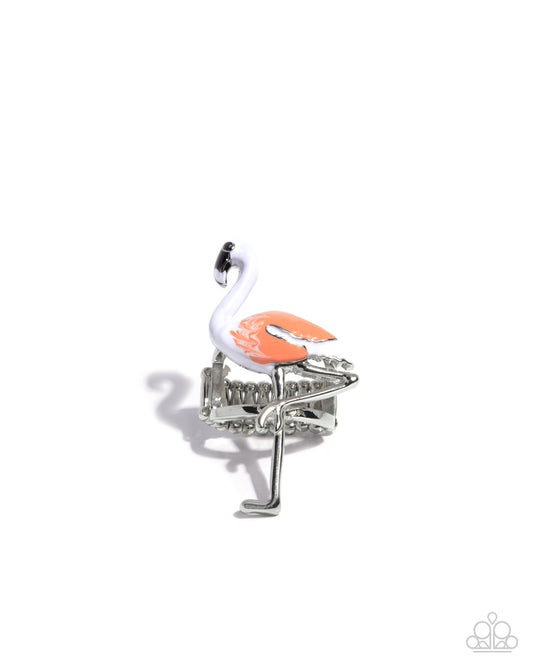 Flamingo Fantasy - White & Coral Ombré Effect Painted Flamingo Paparazzi Ring