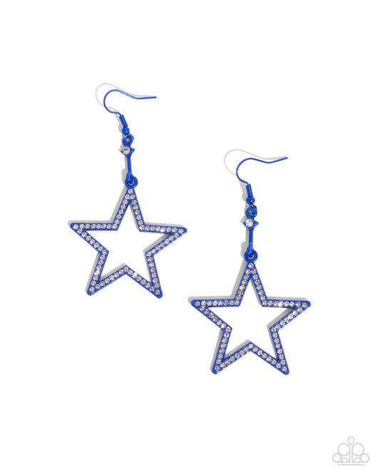 Steady Stars - Blue Metallic Stars/ White Rhinestones Paparazzi Earrings