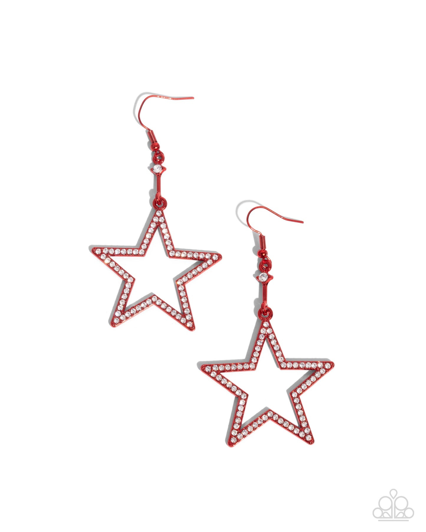 Steady Stars - Red Metallic Stars/White Rhinestones Paparazzi Earrings