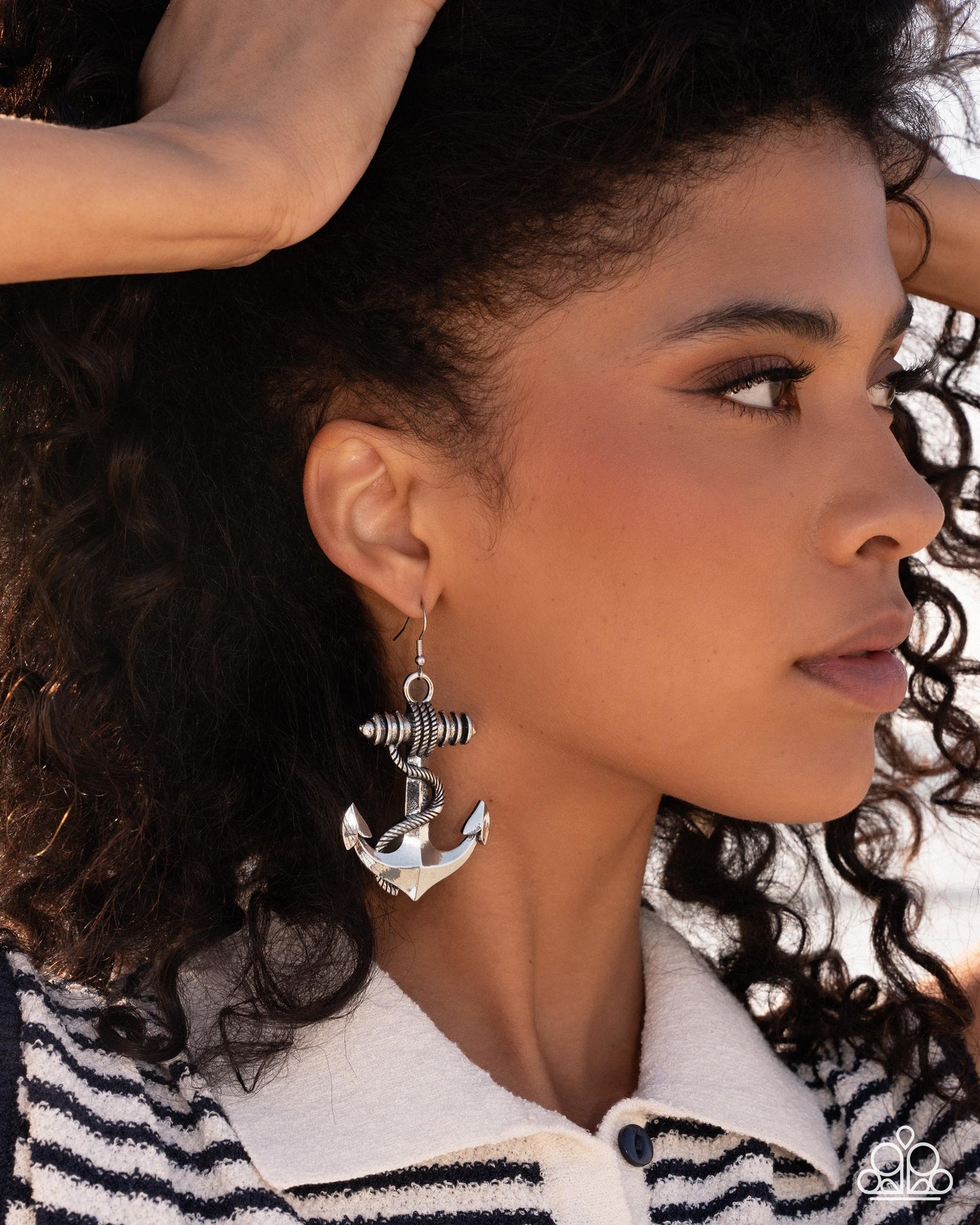 Adorable Anchor - Silver Bold Anchor/Rope-Like Accent Paparazzi Earrings