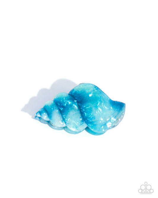 Smooth Seashell - Blue Ombre Conch Shell Paparazzi Hair Claw Clip
