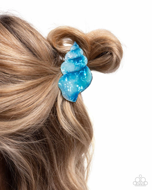 Smooth Seashell - Blue Ombre Conch Shell Paparazzi Hair Claw Clip