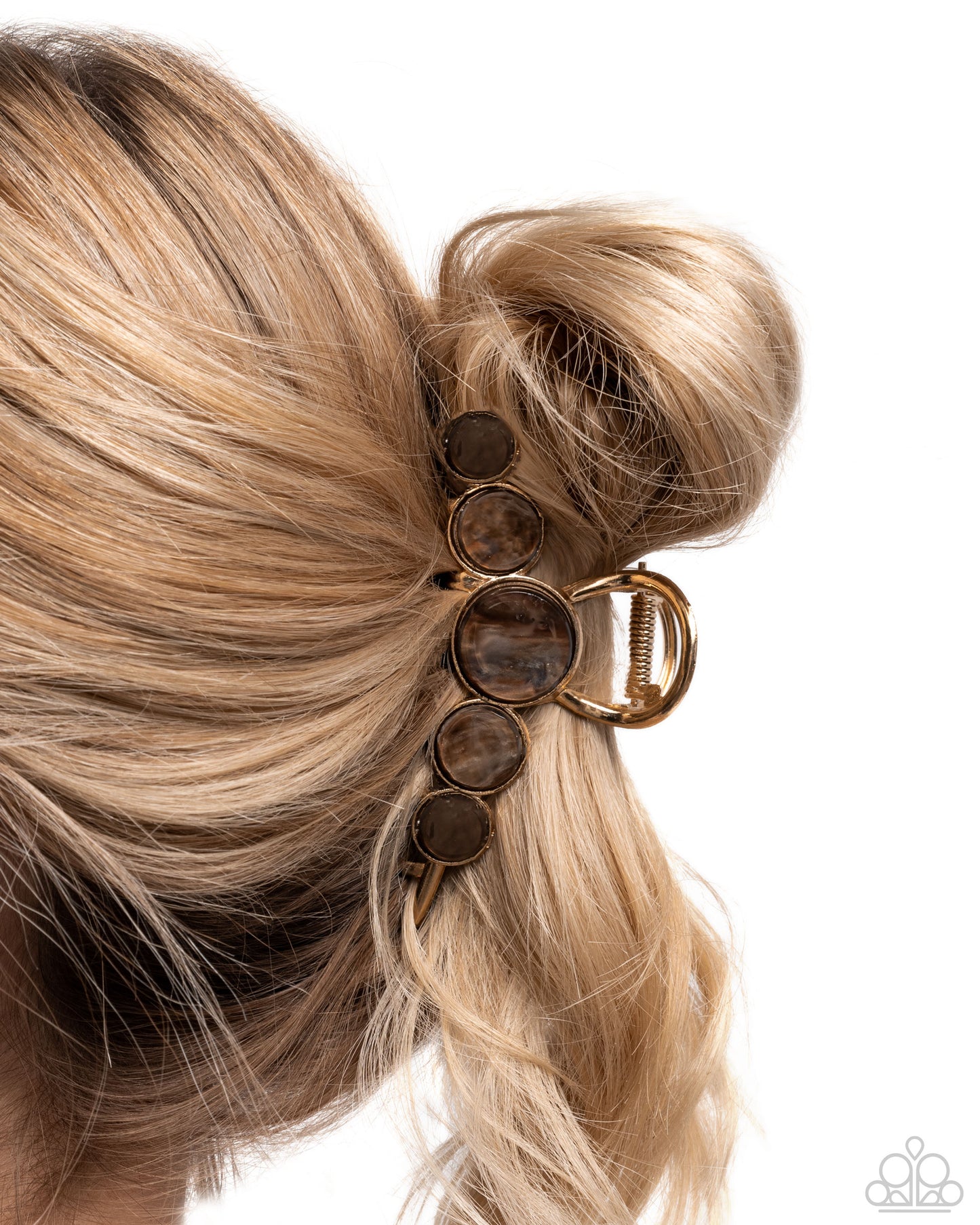 Delightful Discs - Brown Tortoise Shell Discs/Gold Paparazzi Hair Claw Clip