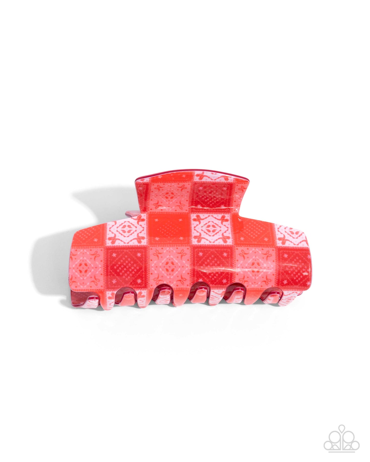 Patchwork Promise - Red Patchwork-Inspired Pattern Paparazzi Hair Claw Clip