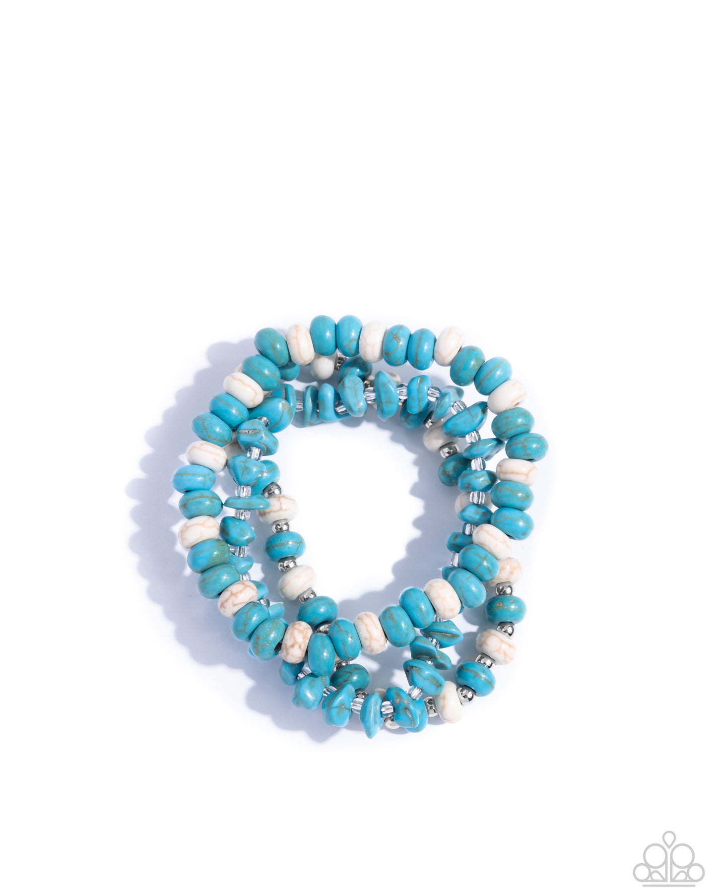 Rustic Residence - Blue/Turquoise & White Stone Beaded Set of 3 Paparazzi Stretch Bracelets