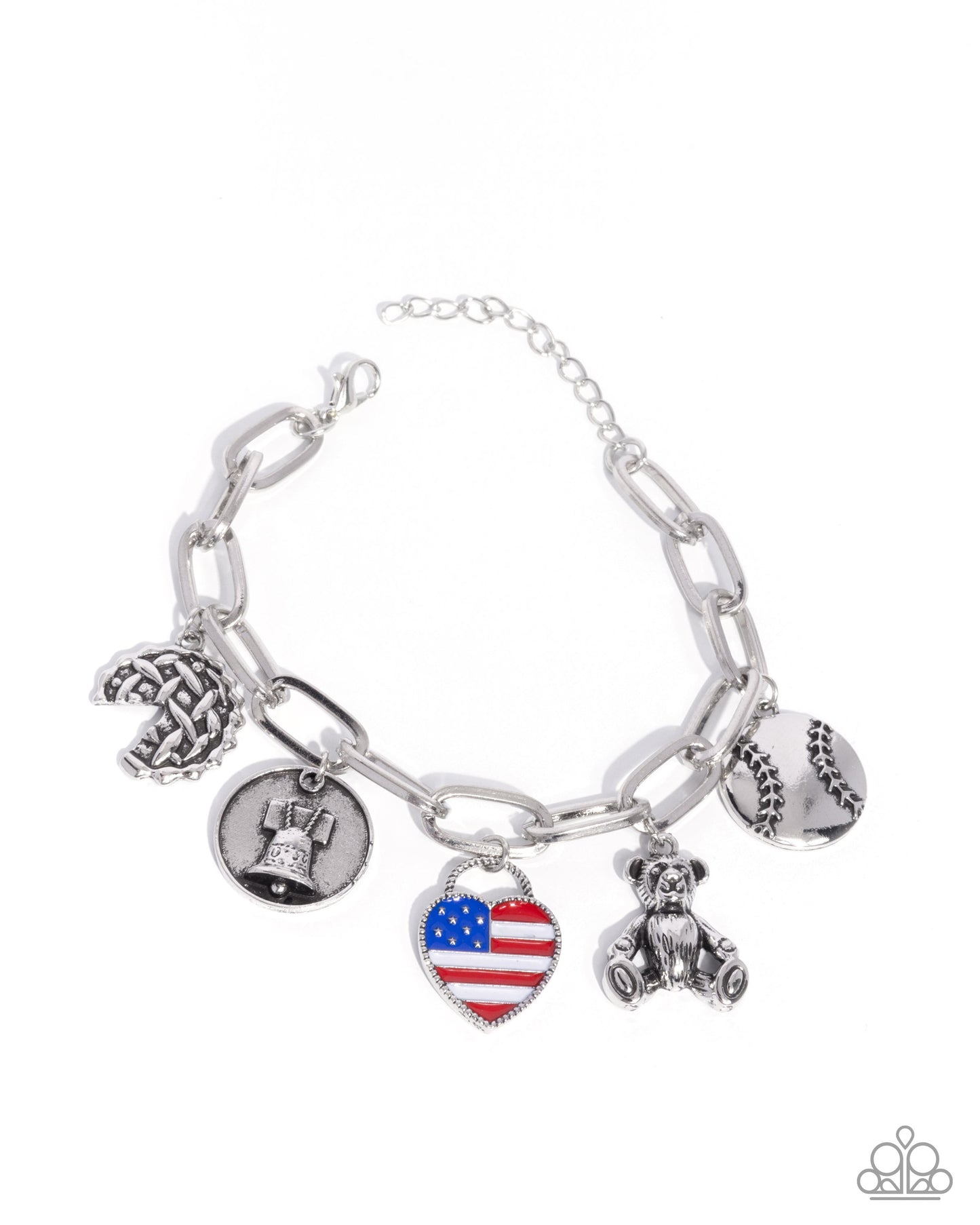 Adorably All American - Red/Silver America Inspired Charms Paparazzi Bracelet