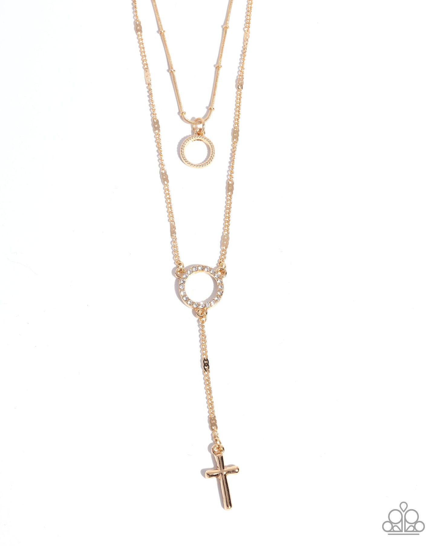 Faithfully Fierce - Gold SnakeChain/Gold Cross Pendant Paparazzi Necklace & matching earrings