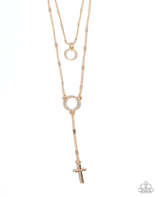 Faithfully Fierce - Gold SnakeChain/Gold Cross Pendant Paparazzi Necklace & matching earrings