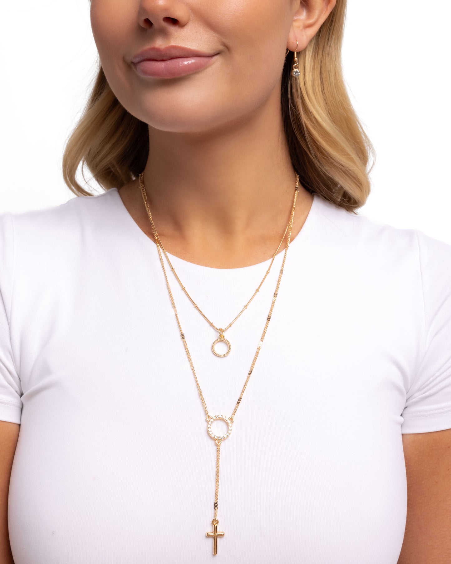 Faithfully Fierce - Gold SnakeChain/Gold Cross Pendant Paparazzi Necklace & matching earrings