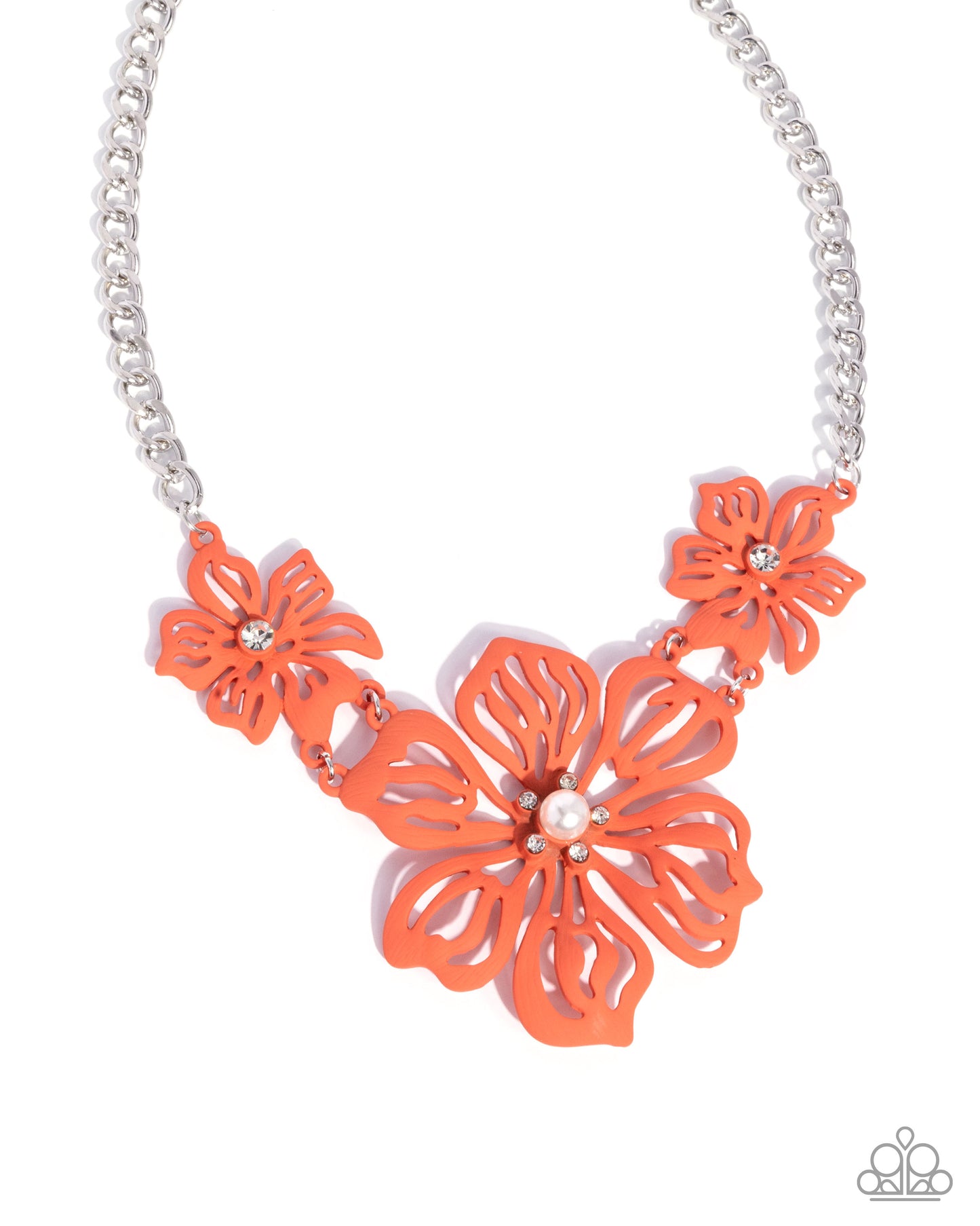 Floral Fandom - Orange Painted Floral Frames Paparazzi Necklace & matching earrings