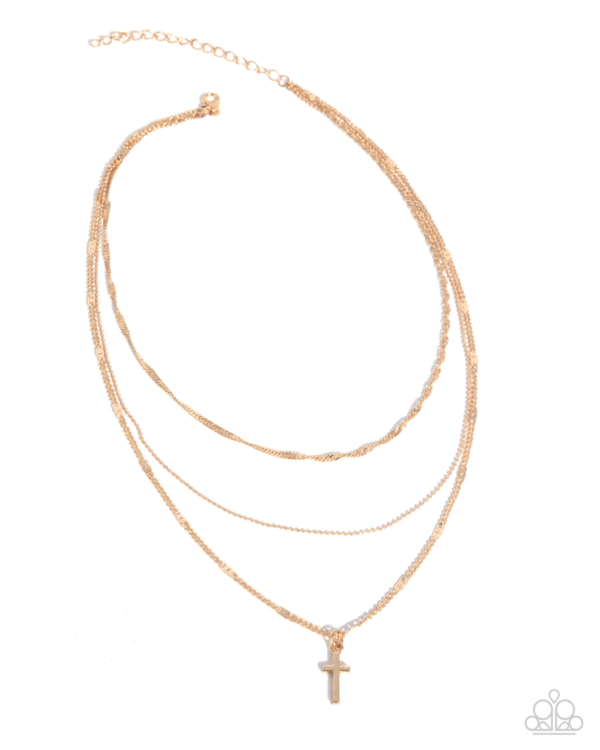 Divine Dedication - Gold Dainty Chains/Gold Cross Pendant Paparazzi Necklace & matching earrings