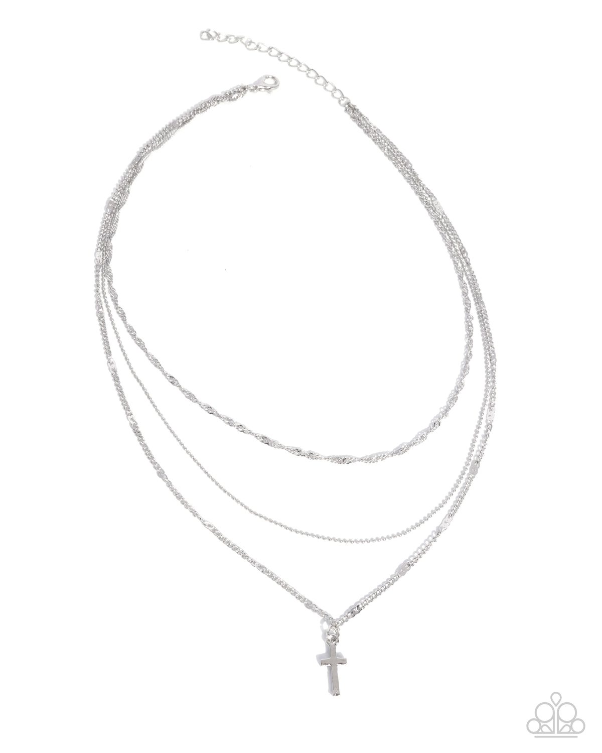 Divine Dedication - Silver Chains/Silver Cross Pendant Paparazzi Necklace & matching earrings