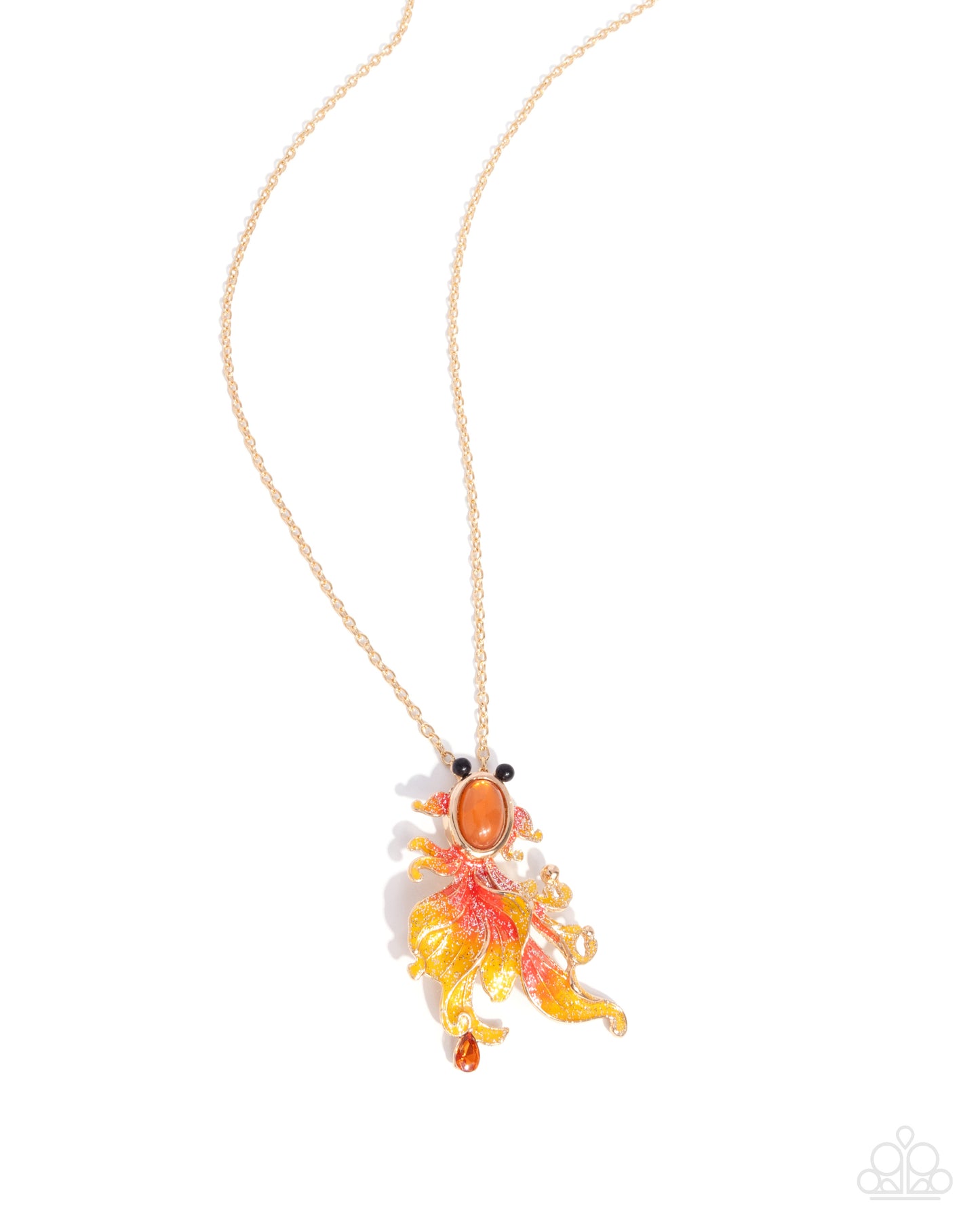 Synchronized Swimming - Orange Ombre Fish Pendant Paparazzi Necklace & matching earrings