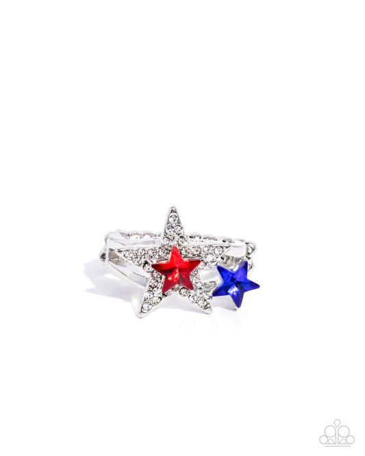 I Pledge Allegiance to the Stars - Multicolor Gems & White Rhinestone Star Paparazzi Ring