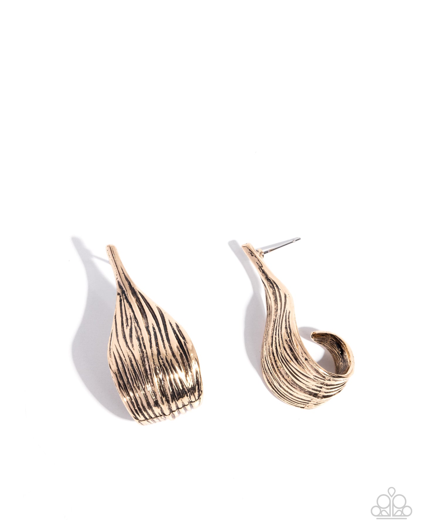 Curly Comfort - Gold Curled Flower Petal Paparazzi Post Earrings