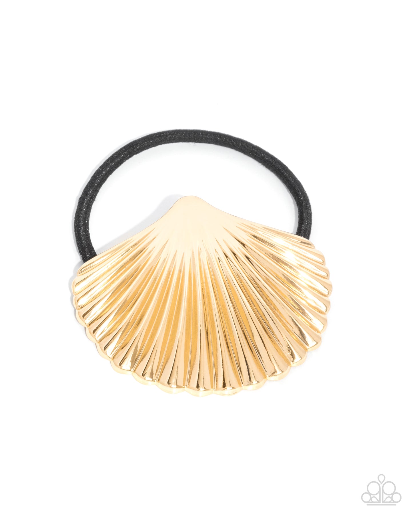 Short Seashell - Gold Textured Seashell/Elastic Hair Tie Paparazzi Hair Accessory