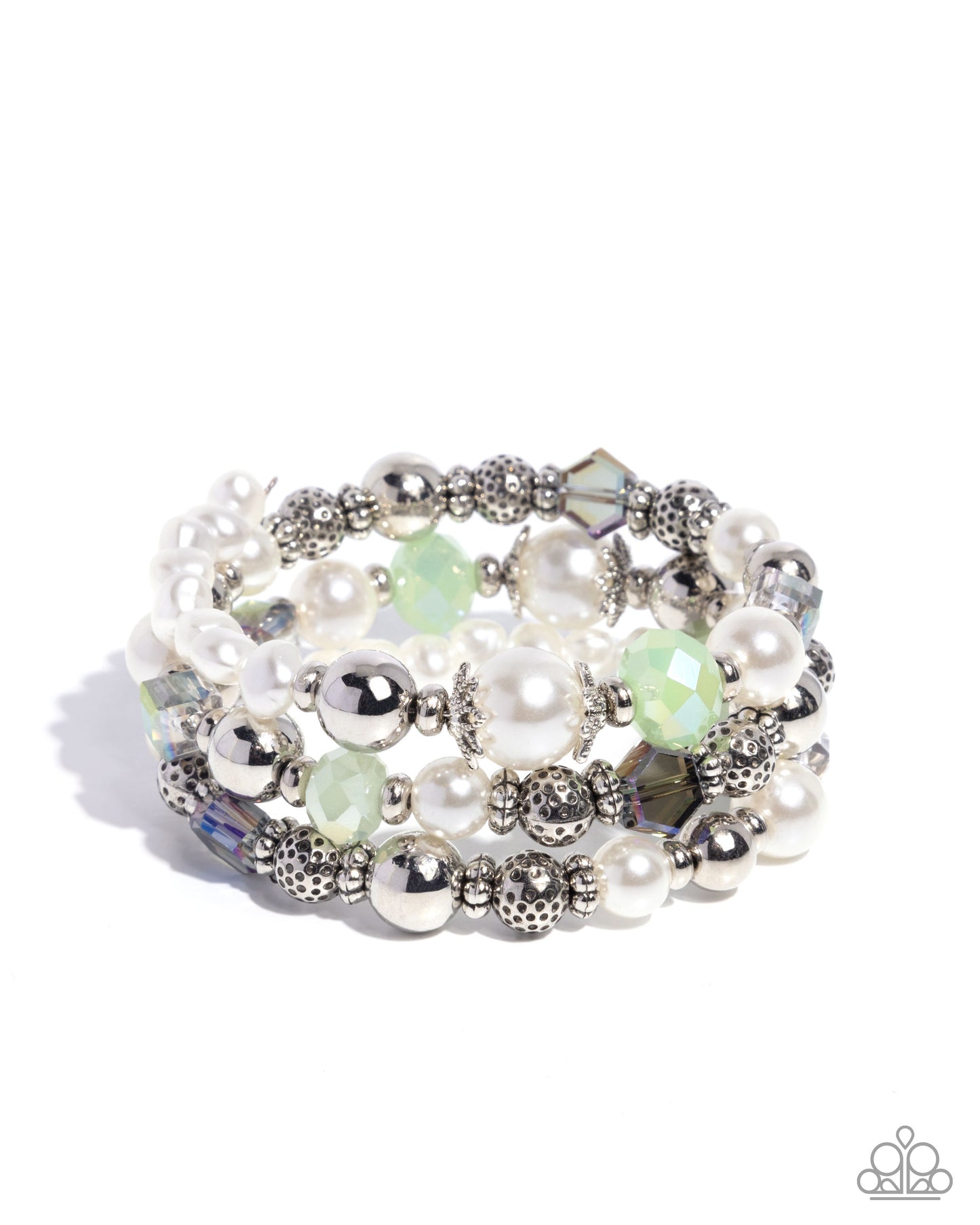 Devoted Dragonfly - Multicolored UV Beads/Silver Beads/White Pearls Paparazzi Coil Bracelet