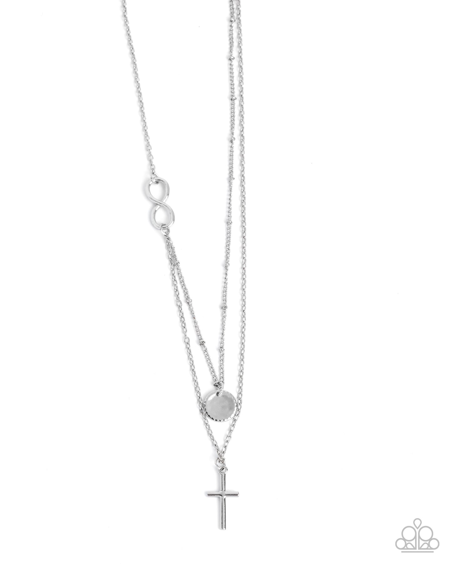 Eternal Embrace - Silver Infinity Sign/Silver Cross Pendant Paparazzi Necklace & matching earrings