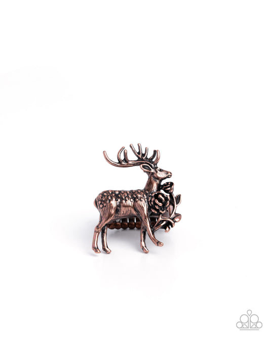 Stag Statement - Copper Highly Detailed Stag Paparazzi Ring