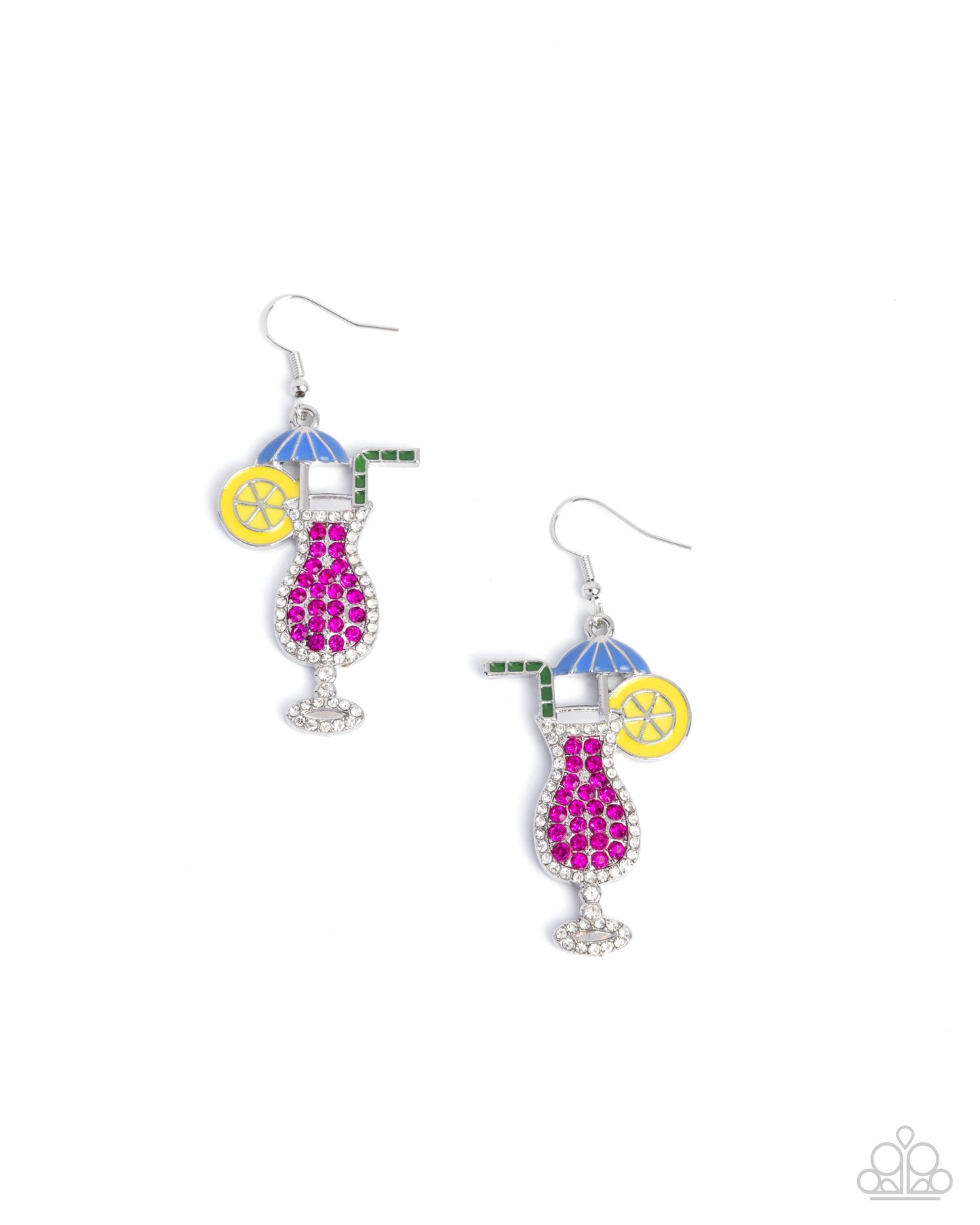 Delightful Daiquiri - Pink & White Rhinestone Daiquiri Paparazzi Earrings