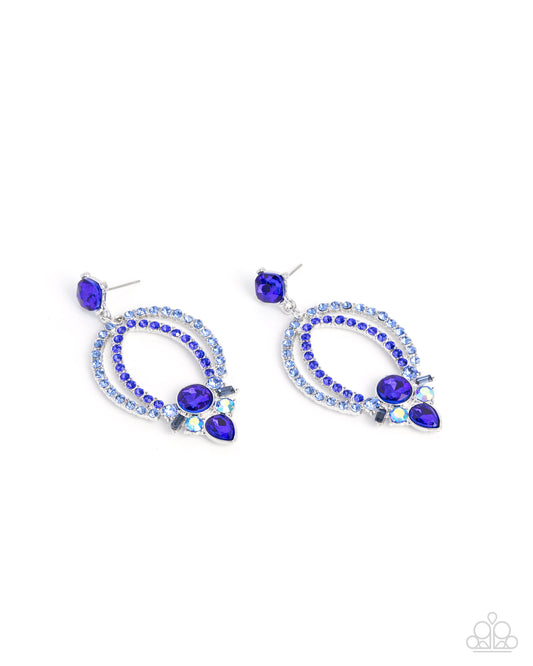 Karma Knockout - Blue Gems & Blue Rhinestone Encrusted Paparazzi Earrings