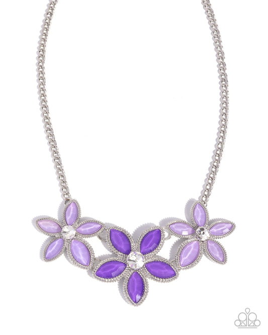 Blooming Bragging Rights - Purple/Silver Flowers Paparazzi Necklace & matching earrings