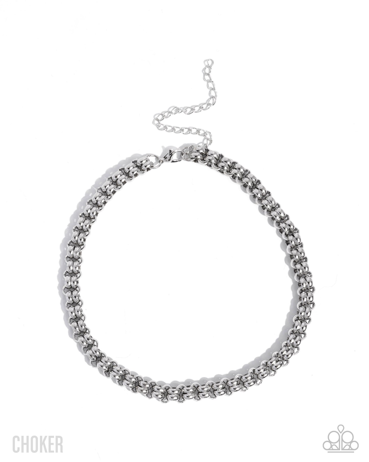 Double Demand - Silver Box Chain Paparazzi Choker Necklace & matching earrings
