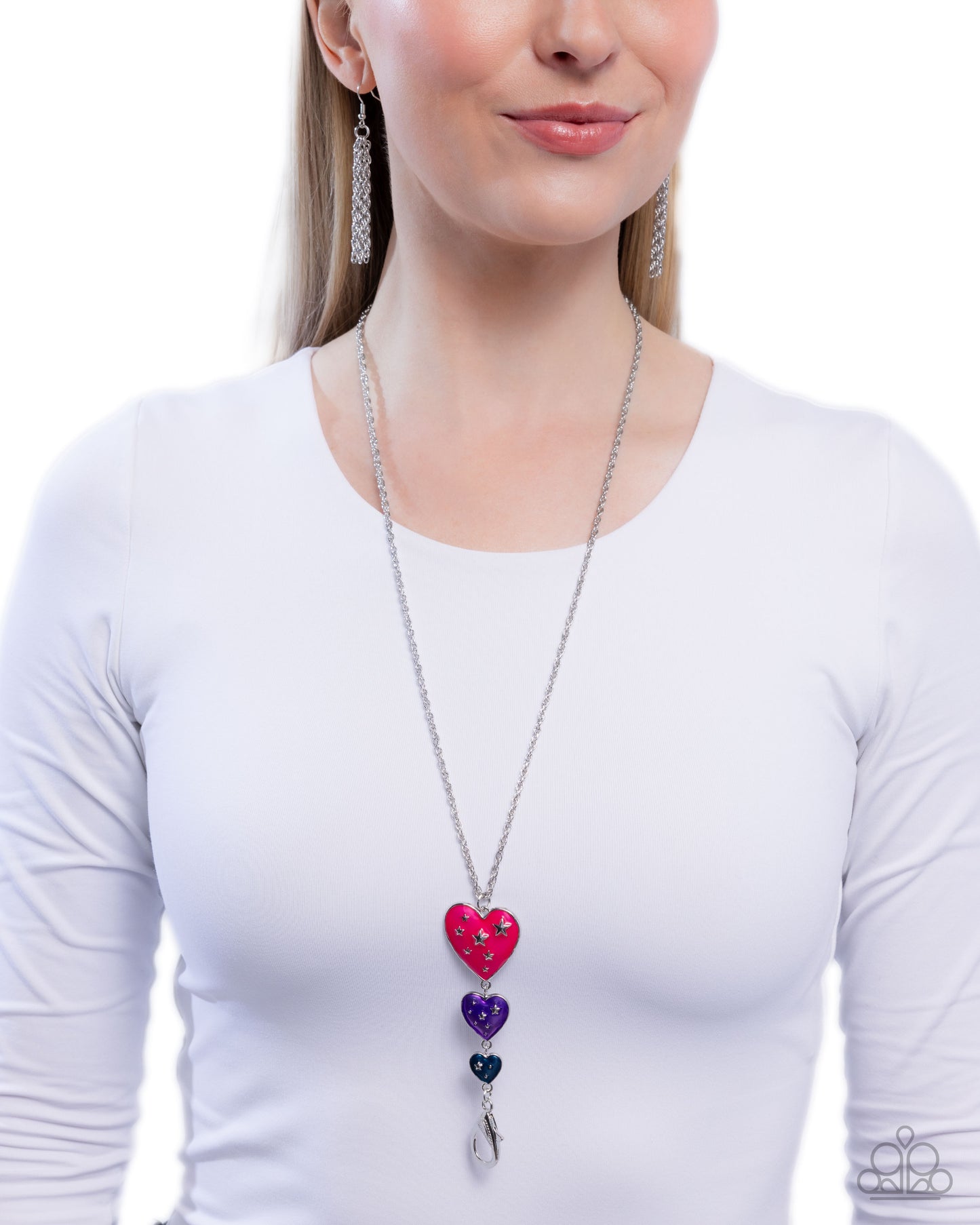 Treasured Tiers - Multicolored Heart Pendants Paparazzi LANYARD Necklace & matching earrings