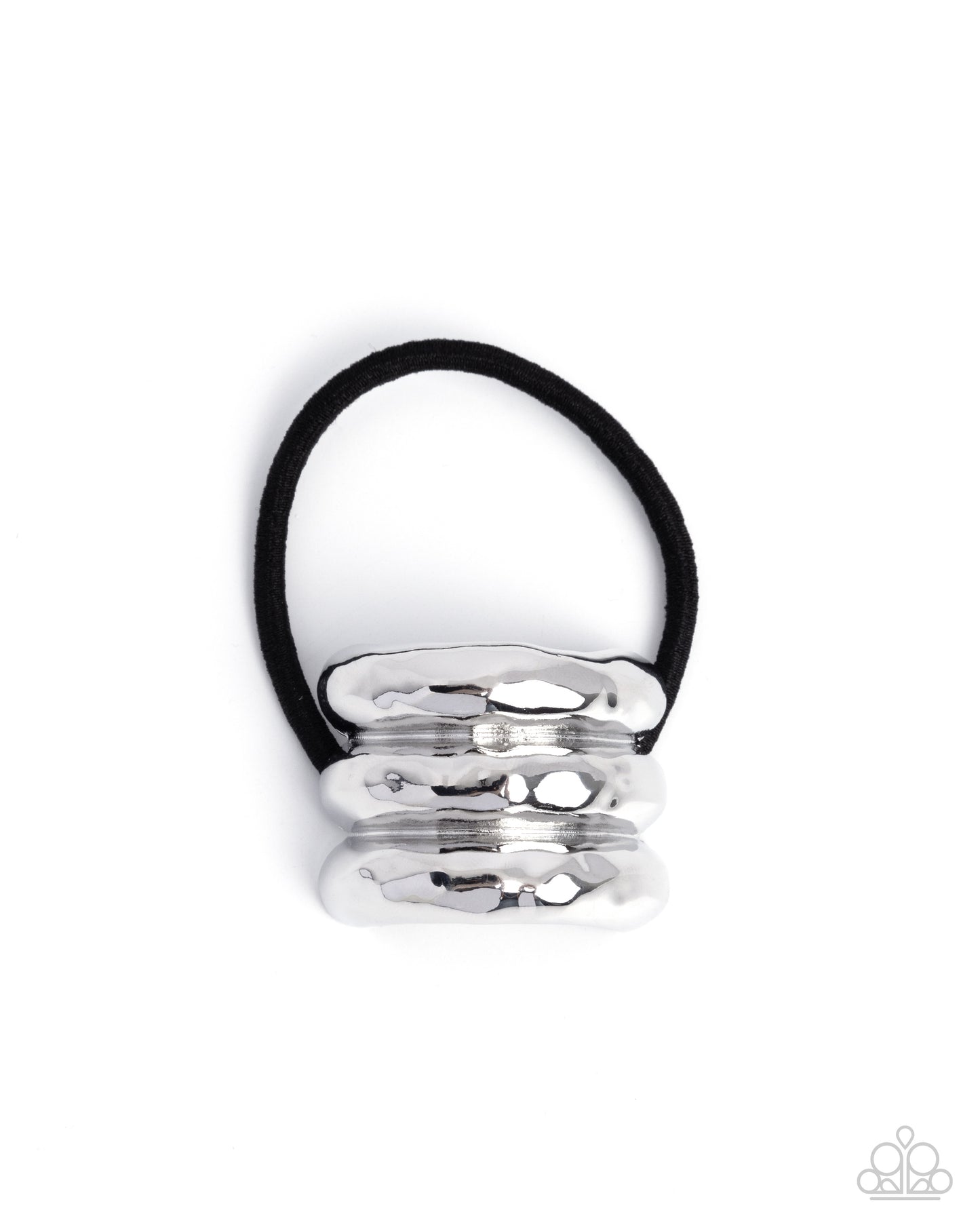 Crimped Celebrity - Silver Beveled Bars/Elastic Paparazzi Hair Tie