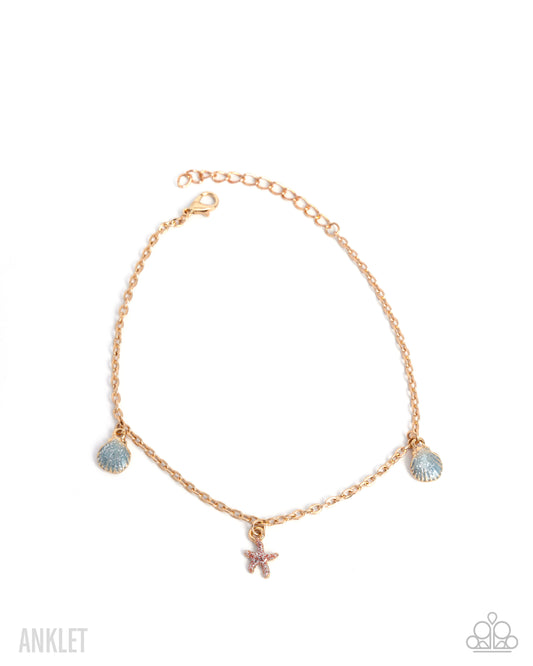 Coastal Celebrity - Gold Dainty Chain/Ocean-Inspired Charms Paparazzi Anklet