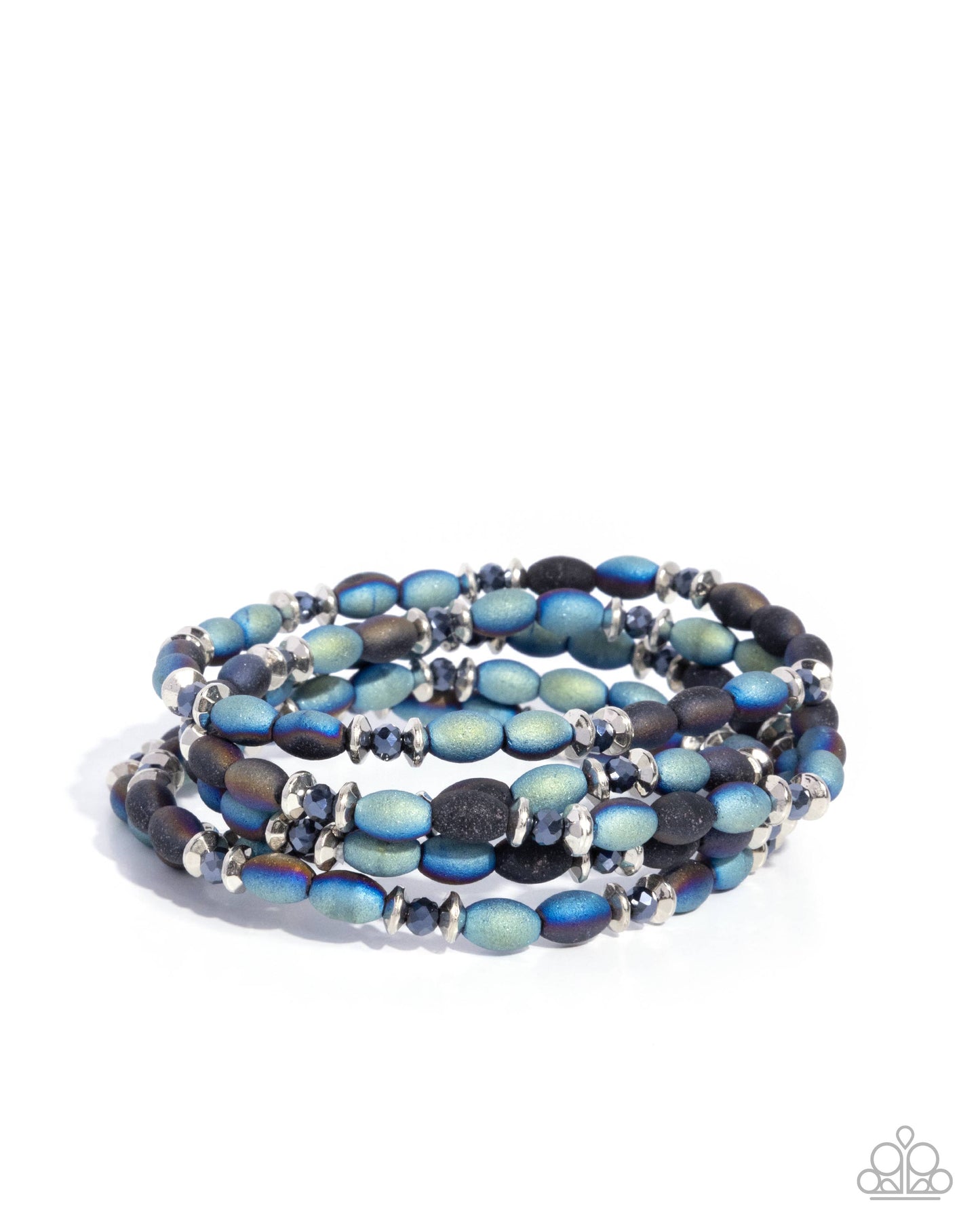 Final Impression - Black & Iridescent Brushed Beaded Set of 5 Paparazzi Stretch Bracelets
