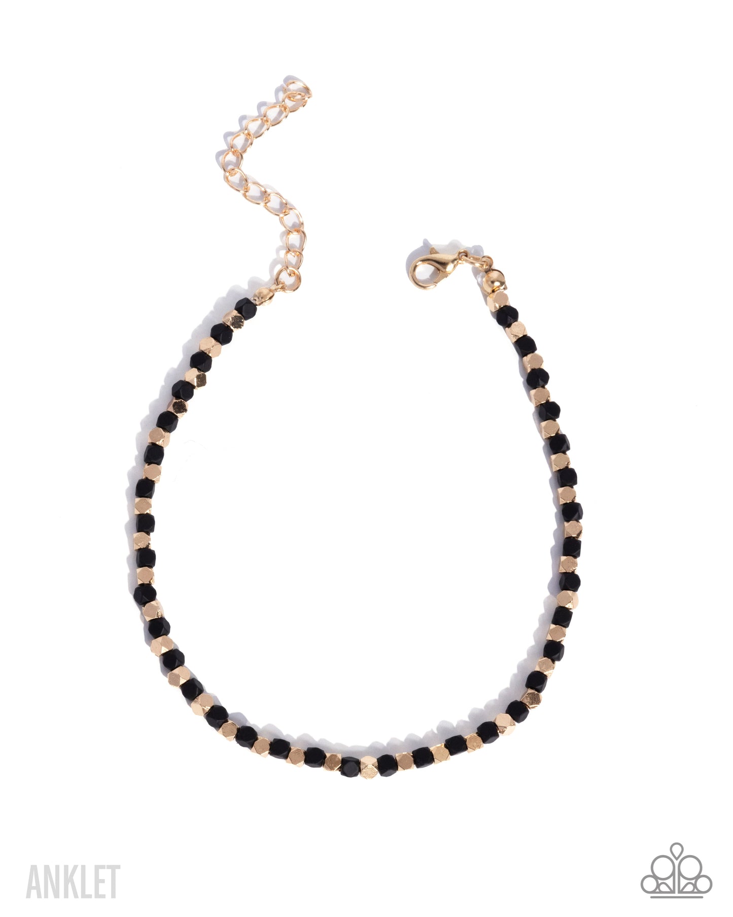 Exquisitely Eclectic - Gold & Black Cube Beaded Paparazzi Anklet