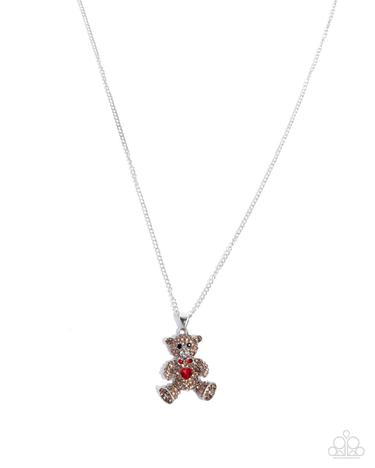 Twinkling Teddy - Multicolored Rhinestone Encrusted Bear Pendant Paparazzi Necklace & matching earrings