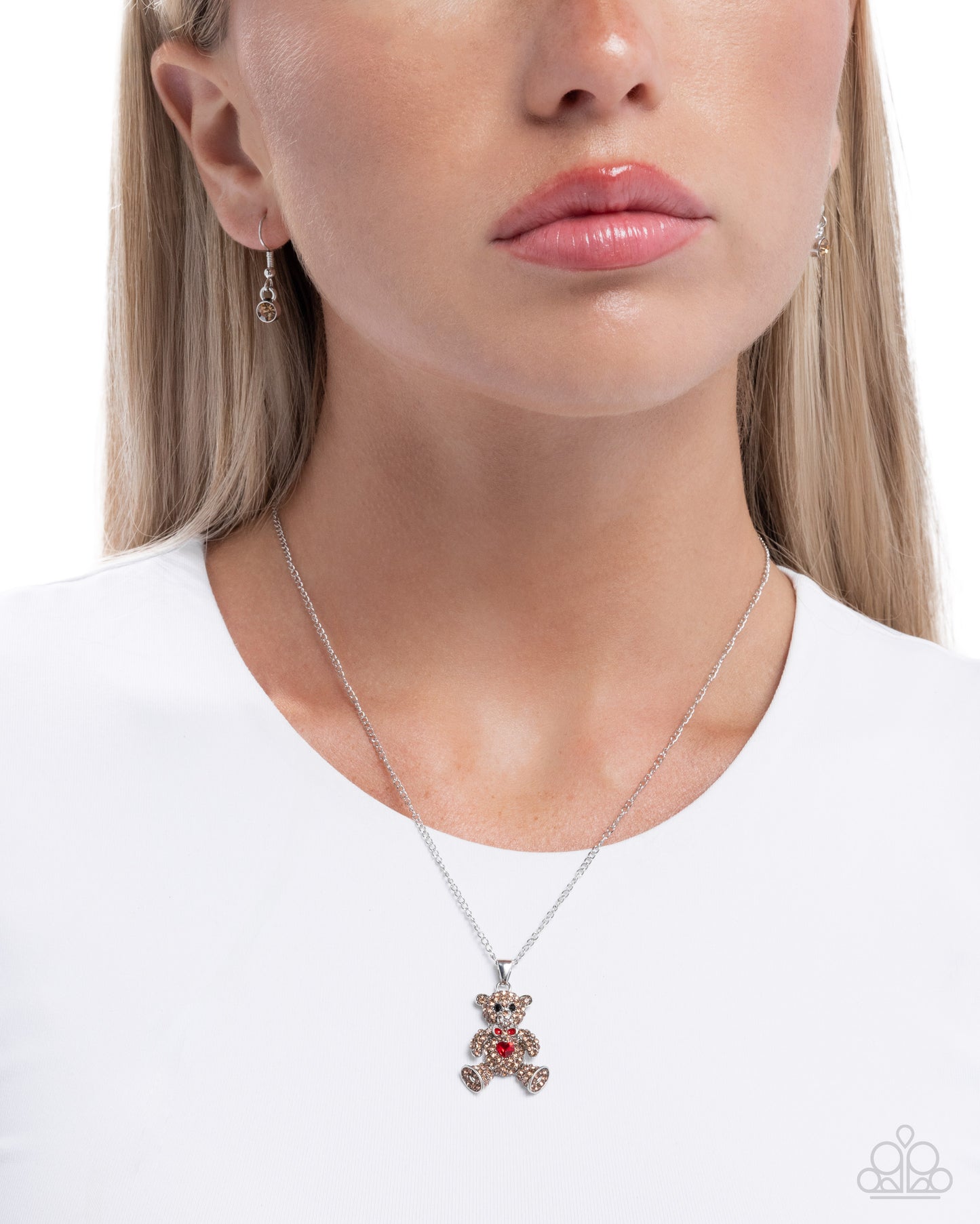 Twinkling Teddy - Multicolored Rhinestone Encrusted Bear Pendant Paparazzi Necklace & matching earrings